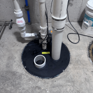 PVC pipes for radon remediation in basement