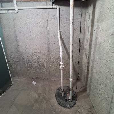 Radon Mitigation system in basement of home in Louisville, KY